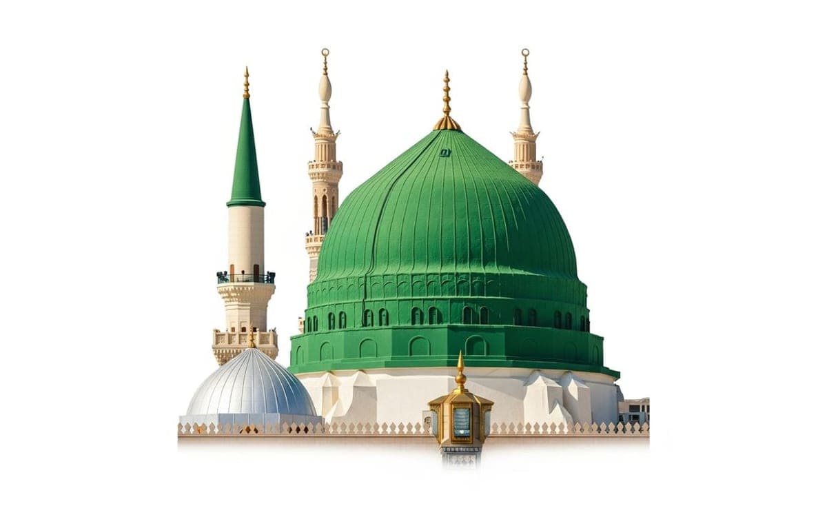 The Green Dome and minarets of Masjid an-Nabawi in Madinah